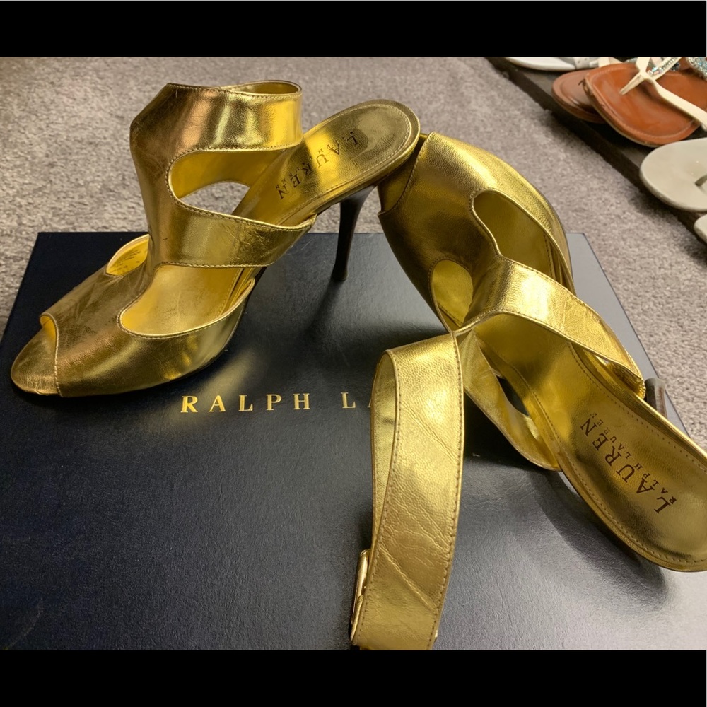 Ralph Lauren metallic gold spike heel